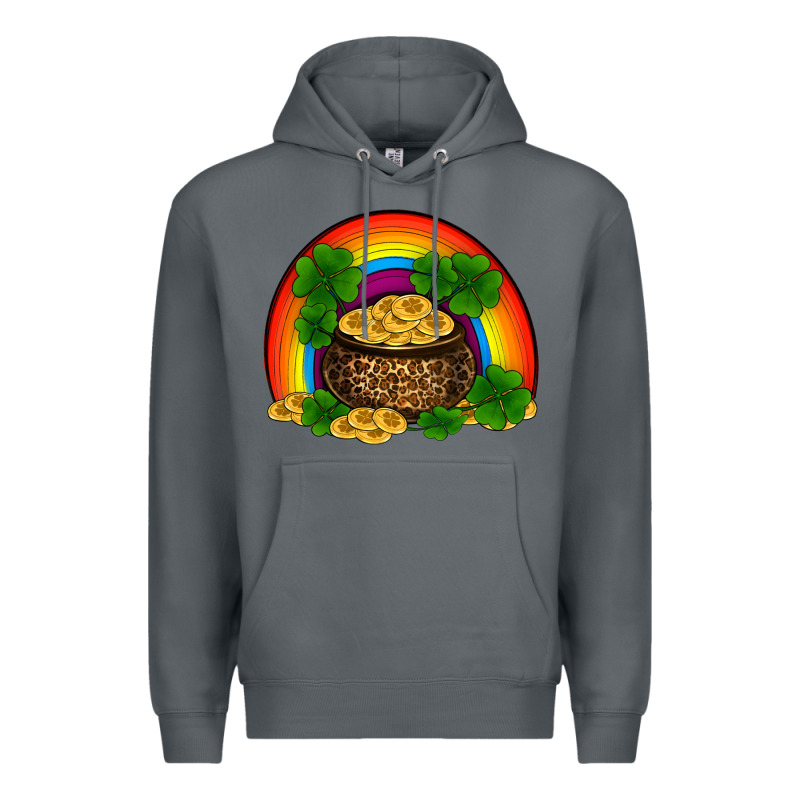 St Patricks Shamrock Gold Leopard Rainbow Premium Hoodie by RanaPortraitStore | Teevron