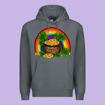 St Patricks Shamrock Gold Leopard Rainbow Premium Hoodie Designed By Ranaportraitstore