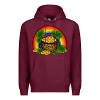Burgundy st patricks shamrock gold leopard rainbow Premium Hoodie - RanaPortraitStore