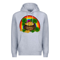 Heather Grey st patricks shamrock gold leopard rainbow Premium Hoodie - RanaPortraitStore