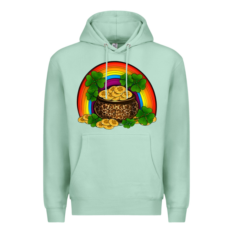 St Patricks Shamrock Gold Leopard Rainbow Premium Hoodie by RanaPortraitStore | Teevron
