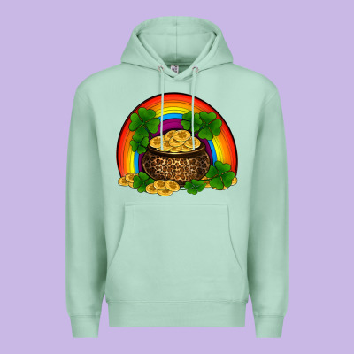 St Patricks Shamrock Gold Leopard Rainbow Premium Hoodie Designed By Ranaportraitstore