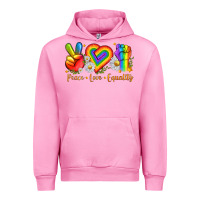 Fuchsia Pink peace love equality Urban Hoodie - texasbilliewilder
