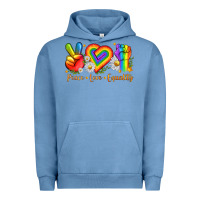 Pigment Pebble Blue peace love equality Urban Hoodie - texasbilliewilder