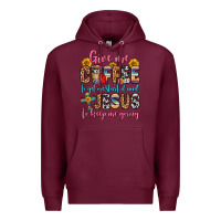 Burgundy give me coffee to get me started and jesus to keep Premium Hoodie - Zillion Design Studio