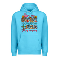 Ocean Blue give me coffee to get me started and jesus to keep Premium Hoodie - Zillion Design Studio