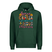 Sports Green give me coffee to get me started and jesus to keep Premium Hoodie - Zillion Design Studio