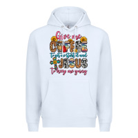 White give me coffee to get me started and jesus to keep Premium Hoodie - Zillion Design Studio