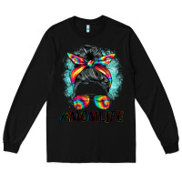 Black tie dye momlife messy bun Long Sleeve Tee - BarkalooDesign