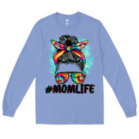 Colony Blue tie dye momlife messy bun Long Sleeve Tee - BarkalooDesign