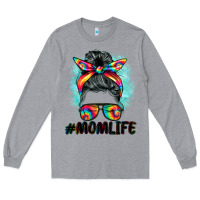 Heather Grey tie dye momlife messy bun Long Sleeve Tee - BarkalooDesign