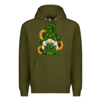 Army Green st patricks day shamrock gnomes  sunflowers Premium Hoodie - RanaPortraitStore