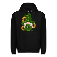 Black st patricks day shamrock gnomes  sunflowers Premium Hoodie - RanaPortraitStore