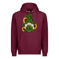 Burgundy st patricks day shamrock gnomes  sunflowers Premium Hoodie - RanaPortraitStore