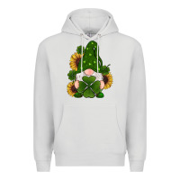 Dove Grey st patricks day shamrock gnomes  sunflowers Premium Hoodie - RanaPortraitStore