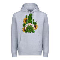 Heather Grey st patricks day shamrock gnomes  sunflowers Premium Hoodie - RanaPortraitStore