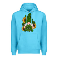 Ocean Blue st patricks day shamrock gnomes  sunflowers Premium Hoodie - RanaPortraitStore