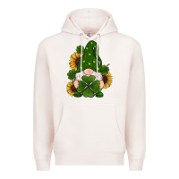 Pale Pink st patricks day shamrock gnomes  sunflowers Premium Hoodie - RanaPortraitStore