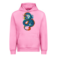 Fuchsia Pink Blue dragon Urban Hoodie - RanaPortraitStore