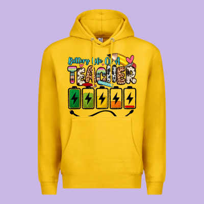 Battery Life Of A Teacher Premium Hoodie Designed By Zillion Design Studio