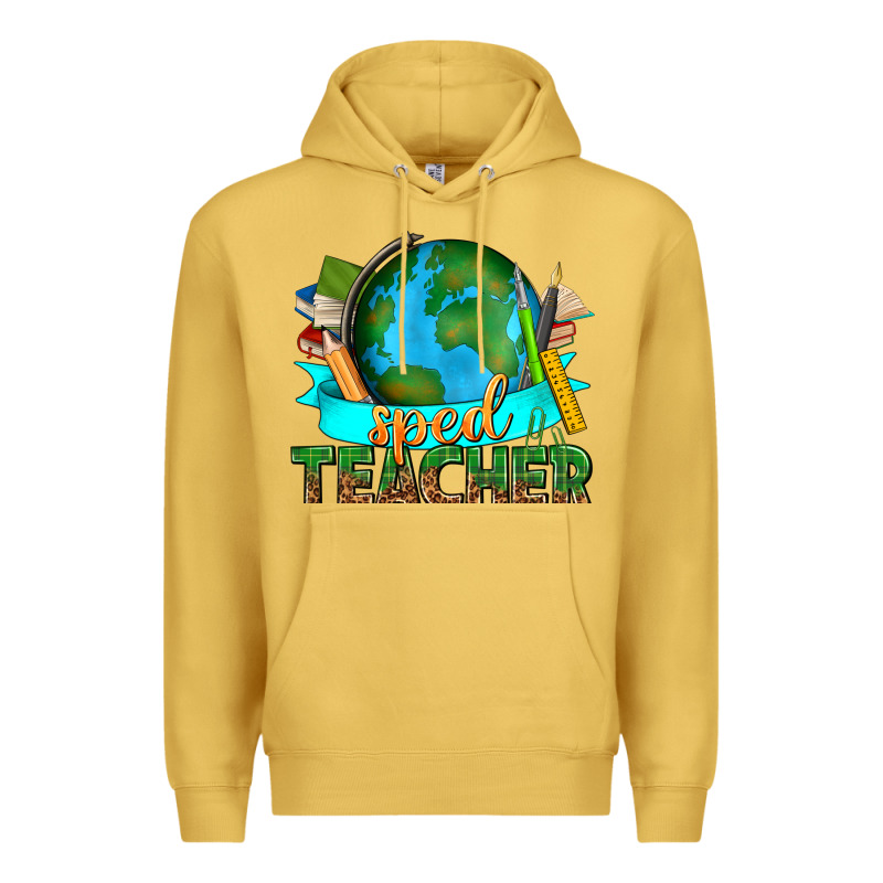 Sped Teacher With Earth Globe Premium Hoodie by texasbilliewilder | Teevron