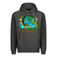 Charcoal Heather sped teacher with earth globe Premium Hoodie - texasbilliewilder