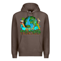 Coffee sped teacher with earth globe Premium Hoodie - texasbilliewilder