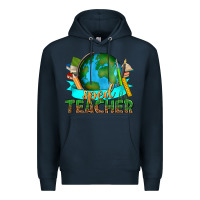 Navy sped teacher with earth globe Premium Hoodie - texasbilliewilder