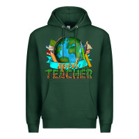 Sports Green sped teacher with earth globe Premium Hoodie - texasbilliewilder