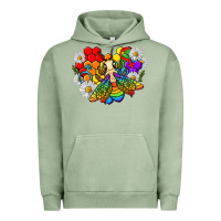 Pigment Oil Green pride bee with daisy lgbtq Urban Hoodie - texasbilliewilder