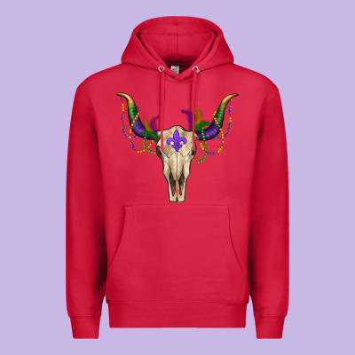Mardi Gras Bullskull Premium Hoodie Designed By Ranaportraitstore