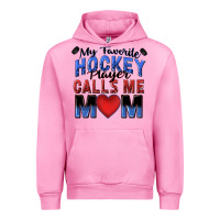 Fuchsia Pink my favorite hockey player calls me mom Urban Hoodie - Zillion Design Studio