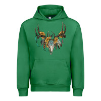Emerald Boho Deer Skull Sunflowers And Gemstone Urban Hoodie - RanaPortraitStore