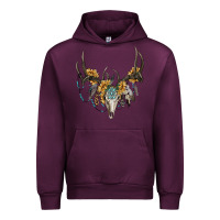 Mauve Wine Boho Deer Skull Sunflowers And Gemstone Urban Hoodie - RanaPortraitStore