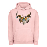 Pigment Salmon Boho Deer Skull Sunflowers And Gemstone Urban Hoodie - RanaPortraitStore