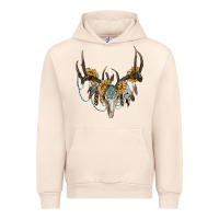 Sandshell Boho Deer Skull Sunflowers And Gemstone Urban Hoodie - RanaPortraitStore