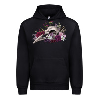 Black Boho floral raven skull Urban Hoodie - RanaPortraitStore