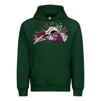 Forest Green Boho floral raven skull Urban Hoodie - RanaPortraitStore