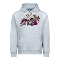 Heather Grey Boho floral raven skull Urban Hoodie - RanaPortraitStore