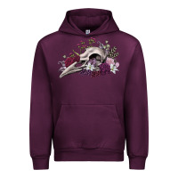 Mauve Wine Boho floral raven skull Urban Hoodie - RanaPortraitStore