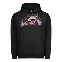 Pigment Black Boho floral raven skull Urban Hoodie - RanaPortraitStore