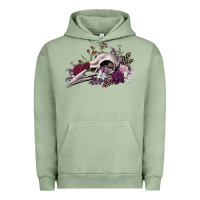 Pigment Oil Green Boho floral raven skull Urban Hoodie - RanaPortraitStore