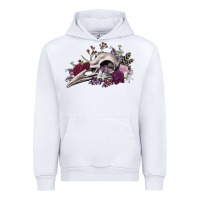 White Boho floral raven skull Urban Hoodie - RanaPortraitStore