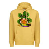 Antique Gold st patricks day gnomes shamrock gold horseshoes rainbow Premium Hoodie - RanaPortraitStore