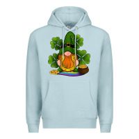 Blue Mist st patricks day gnomes shamrock gold horseshoes rainbow Premium Hoodie - RanaPortraitStore