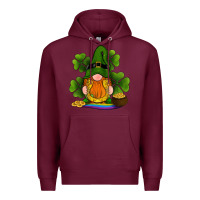 Burgundy st patricks day gnomes shamrock gold horseshoes rainbow Premium Hoodie - RanaPortraitStore