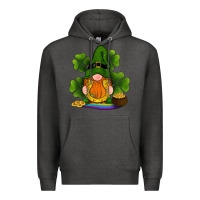 Charcoal Heather st patricks day gnomes shamrock gold horseshoes rainbow Premium Hoodie - RanaPortraitStore