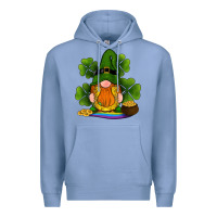 Colony Blue st patricks day gnomes shamrock gold horseshoes rainbow Premium Hoodie - RanaPortraitStore