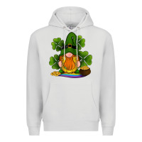 Dove Grey st patricks day gnomes shamrock gold horseshoes rainbow Premium Hoodie - RanaPortraitStore