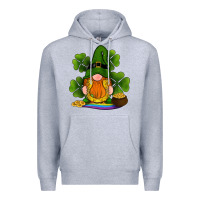 Heather Grey st patricks day gnomes shamrock gold horseshoes rainbow Premium Hoodie - RanaPortraitStore